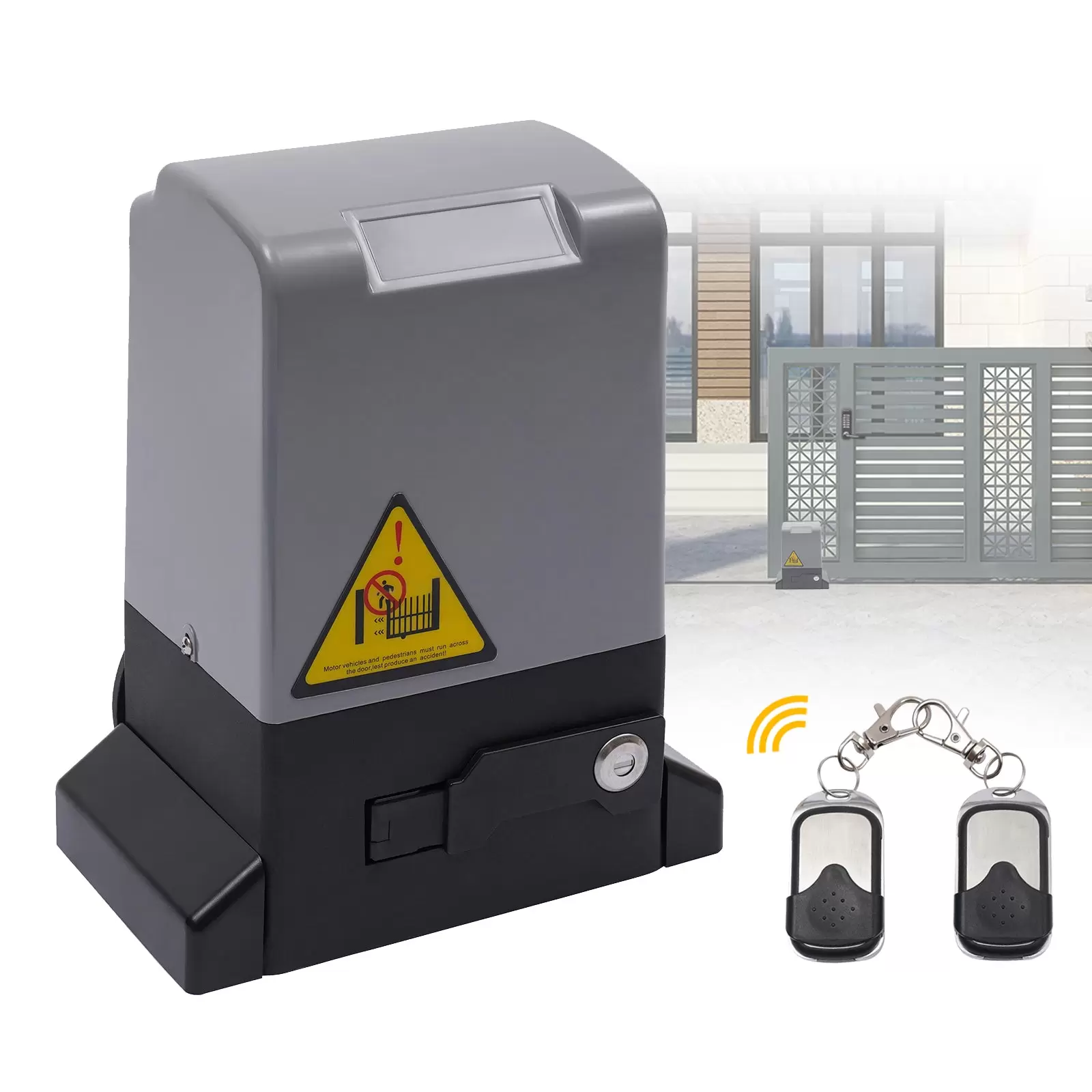370 W de accionamiento para puerta corredera, eléctrico, con 2 mandos a distancia + 2 llaves, velocidad del motor 1400 r/min hasta 600 kg