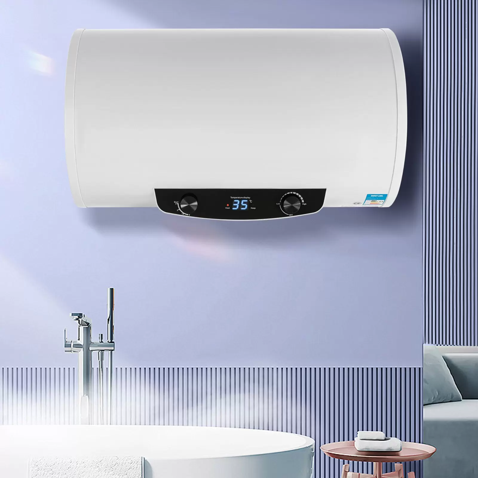 Calentador de agua eléctrico, 120l, 2000 W, protección contra fugas, colgante horizontal mejorado de pared de 25 – 75 °C